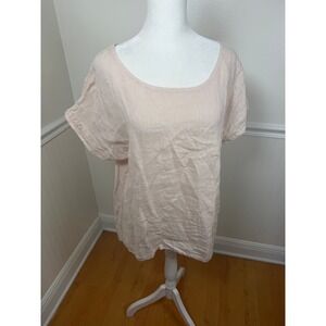 Terzo Millennio Linen Tunic Top Blush Pink Button Back Made in Italy Women Small
